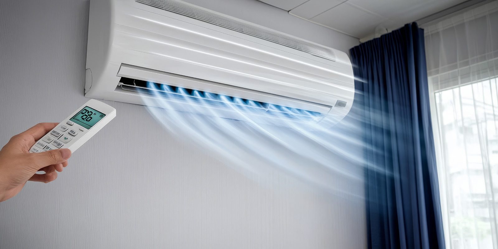 Cooling Down, Staying Comfortable Hand Adjusting Air Conditioner Temperature with Remote Control